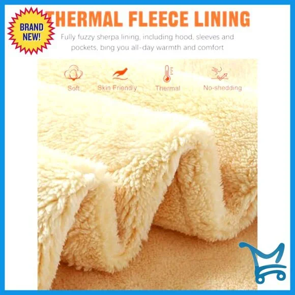 Sherpa Lined Fleece Hoodie Jacket Warm Winter Toggle Duffle Coat Women